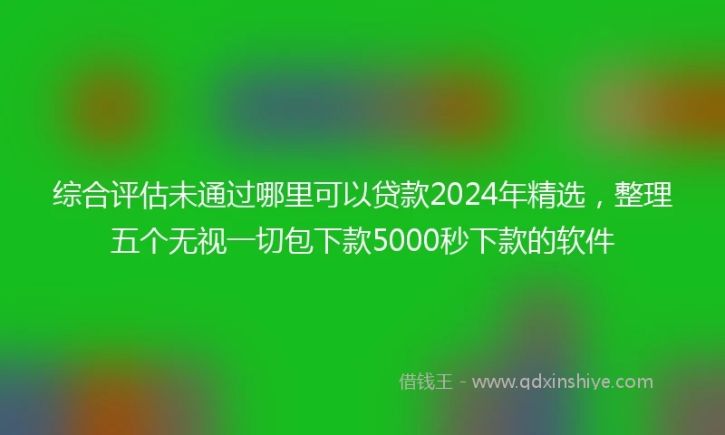 综合评估未通过哪里可以贷款2024年精选，整理五个无视一切包下款5000秒下款的软件