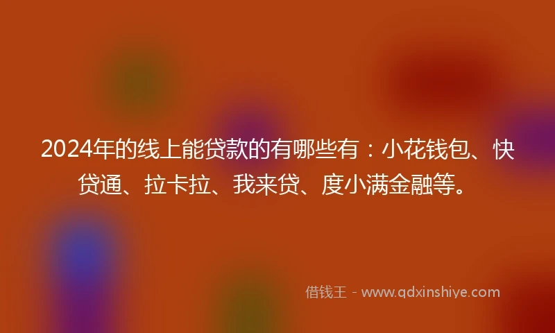 2024年的线上能贷款的有哪些有：小花钱包、快贷通、拉卡拉、我来贷、度小满金融等。
