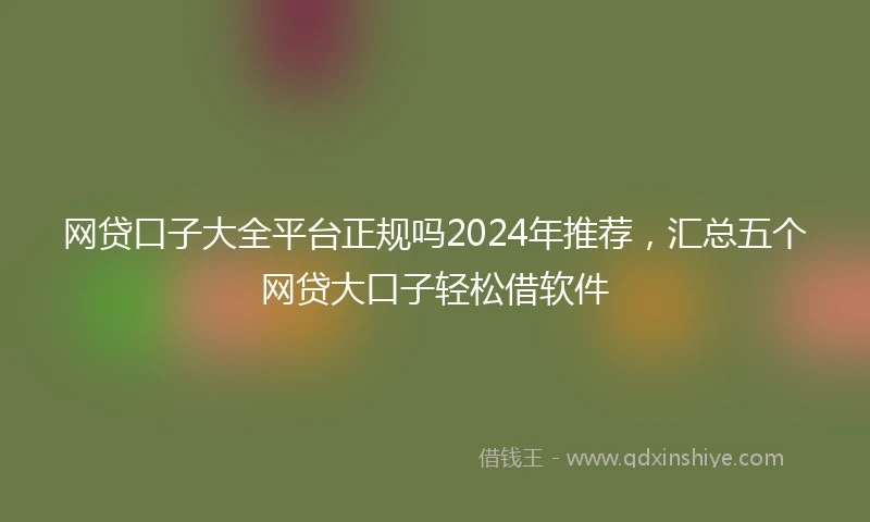 网贷口子大全平台正规吗2024年推荐，汇总五个网贷大口子轻松借软件