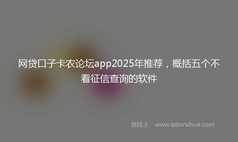 网贷口子卡农论坛app2025年推荐，概括五个不看征信查询的软件