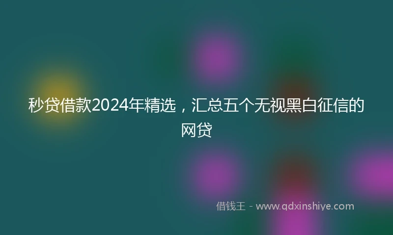 秒贷借款2024年精选，汇总五个无视黑白征信的网贷