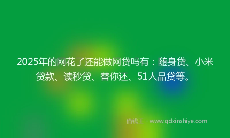 2025年的网花了还能做网贷吗有：随身贷、小米贷款、读秒贷、替你还、51人品贷等。