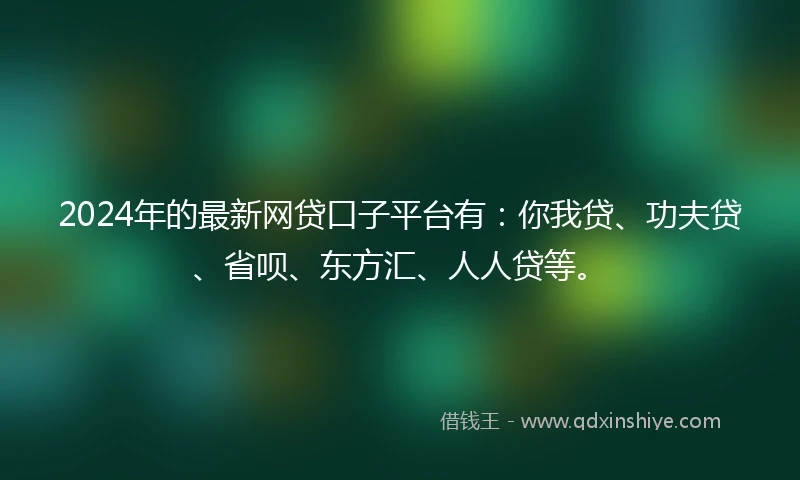 2024年的最新网贷口子平台有：你我贷、功夫贷、省呗、东方汇、人人贷等。