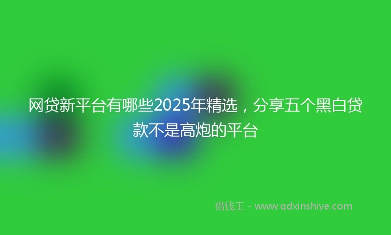 网贷新平台有哪些2025年精选，分享五个黑白贷款不是高炮的平台