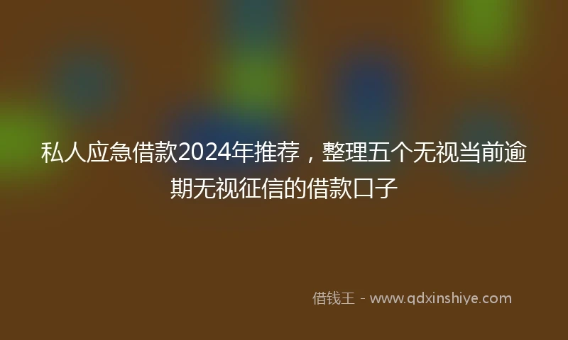 私人应急借款2024年推荐，整理五个无视当前逾期无视征信的借款口子