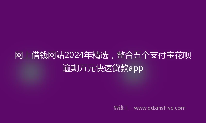 网上借钱网站2024年精选，整合五个支付宝花呗逾期万元快速贷款app
