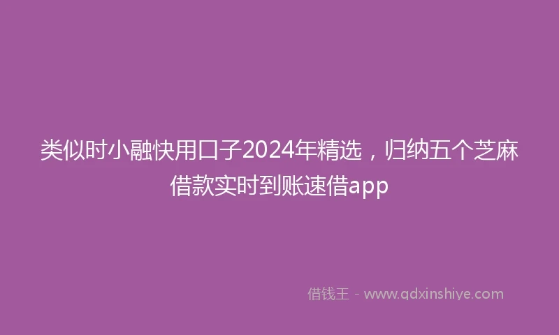类似时小融快用口子2024年精选，归纳五个芝麻借款实时到账速借app