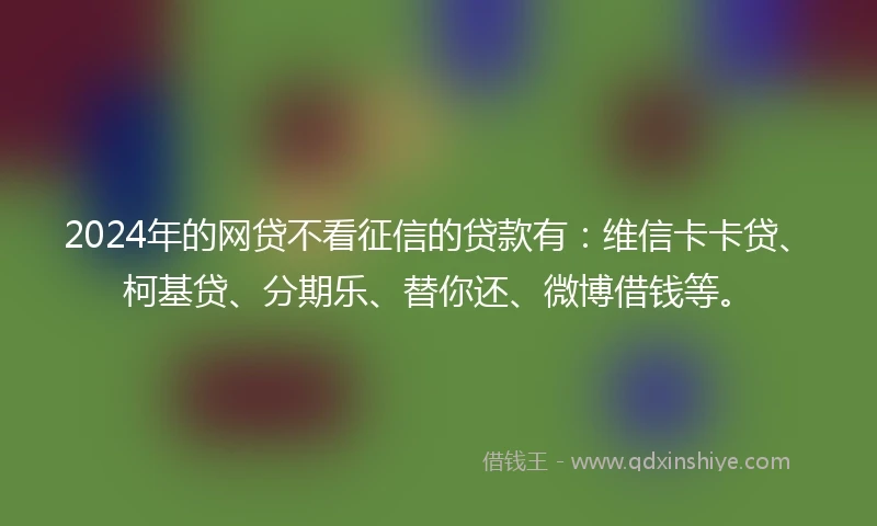 2024年的网贷不看征信的贷款有：维信卡卡贷、柯基贷、分期乐、替你还、微博借钱等。