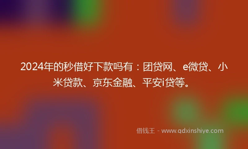 2024年的秒借好下款吗有：团贷网、e微贷、小米贷款、京东金融、平安i贷等。