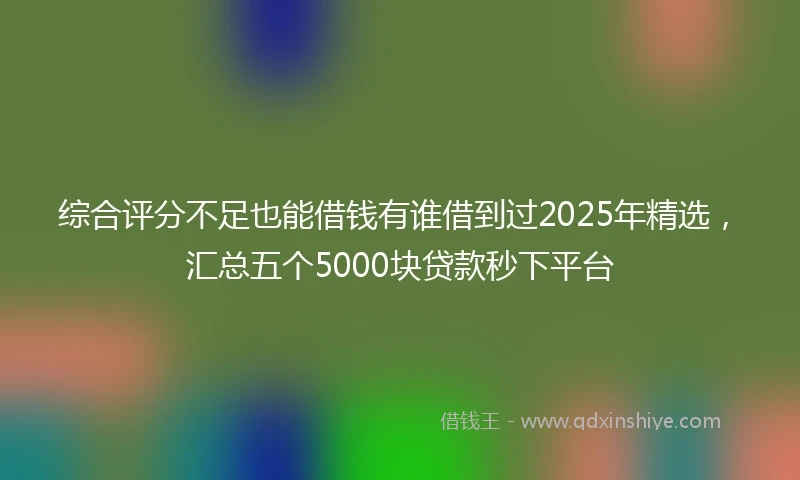 综合评分不足也能借钱有谁借到过2025年精选，汇总五个5000块贷款秒下平台