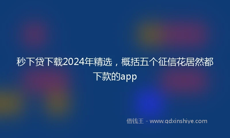 秒下贷下载2024年精选，概括五个征信花居然都下款的app
