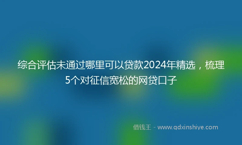 综合评估未通过哪里可以贷款2024年精选，梳理5个对征信宽松的网贷口子