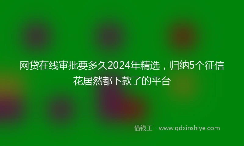网贷在线审批要多久2024年精选，归纳5个征信花居然都下款了的平台