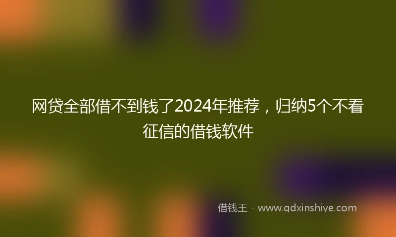 网贷全部借不到钱了2024年推荐，归纳5个不看征信的借钱软件