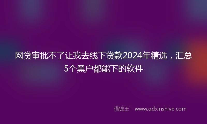 网贷审批不了让我去线下贷款2024年精选，汇总5个黑户都能下的软件