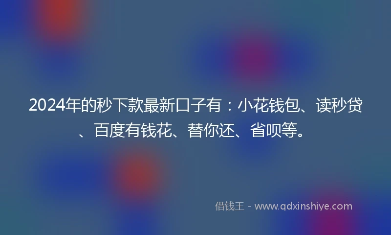 2024年的秒下款最新口子有：小花钱包、读秒贷、百度有钱花、替你还、省呗等。