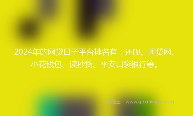 2024年的网贷口子平台排名有：还呗、团贷网、小花钱包、读秒贷、平安口袋银行等。