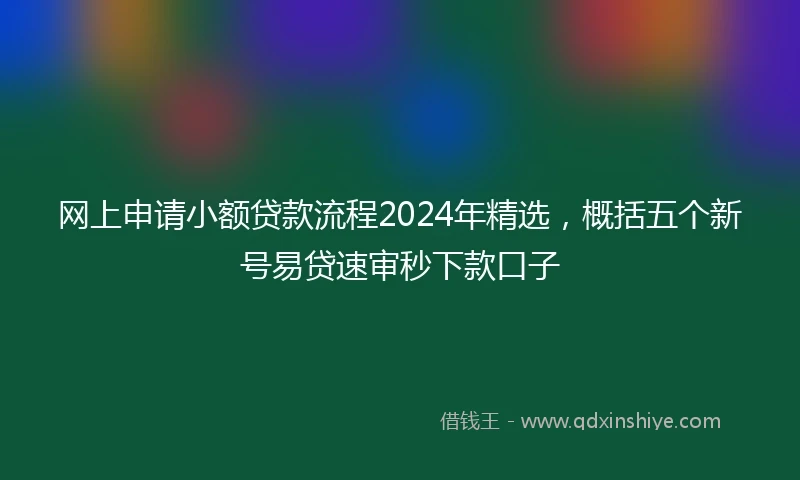 网上申请小额贷款流程2024年精选，概括五个新号易贷速审秒下款口子