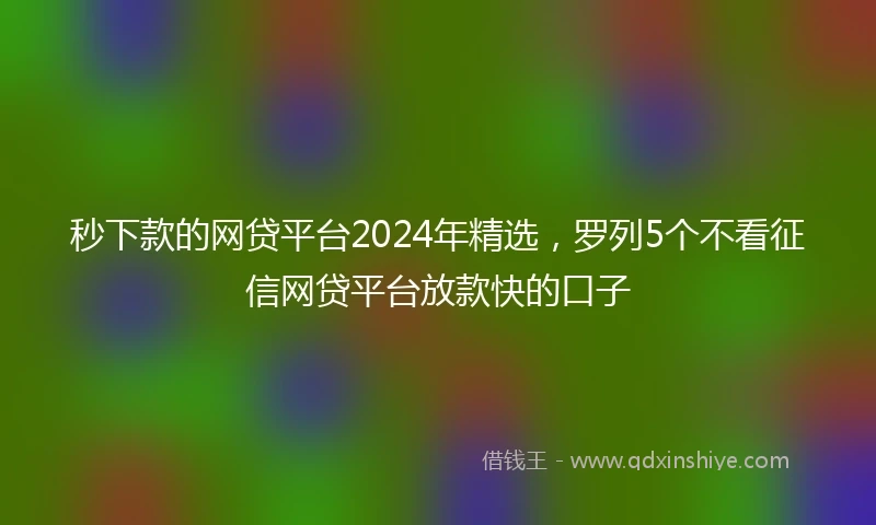 秒下款的网贷平台2024年精选，罗列5个不看征信网贷平台放款快的口子