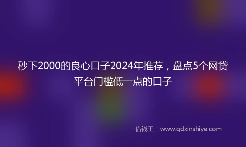 秒下2000的良心口子2024年推荐，盘点5个网贷平台门槛低一点的口子