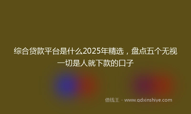 综合贷款平台是什么2025年精选，盘点五个无视一切是人就下款的口子