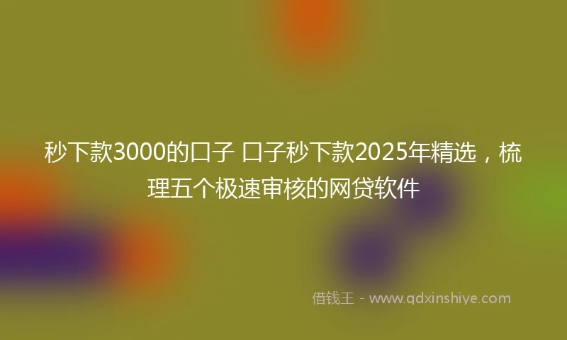 秒下款3000的口子 口子秒下款2025年精选，梳理五个极速审核的网贷软件