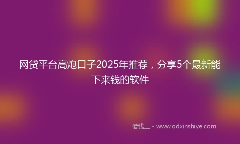 网贷平台高炮口子2025年推荐，分享5个最新能下来钱的软件