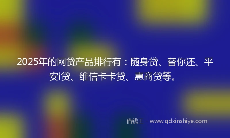 2025年的网贷产品排行有：随身贷、替你还、平安i贷、维信卡卡贷、惠商贷等。