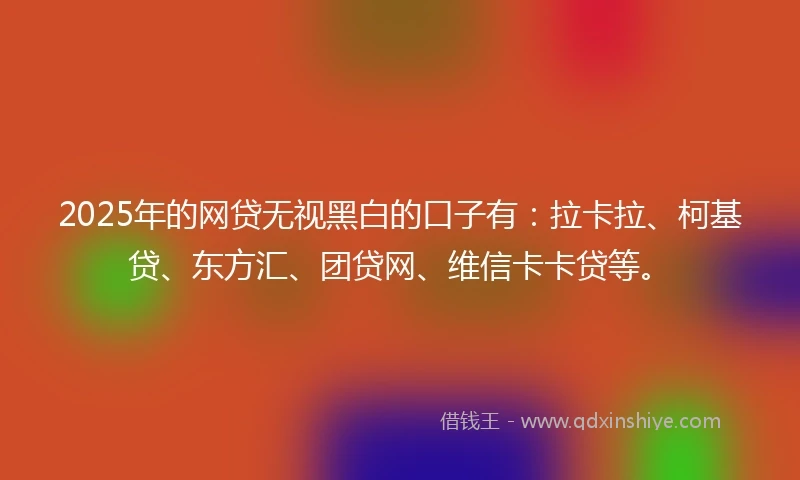 2025年的网贷无视黑白的口子有：拉卡拉、柯基贷、东方汇、团贷网、维信卡卡贷等。