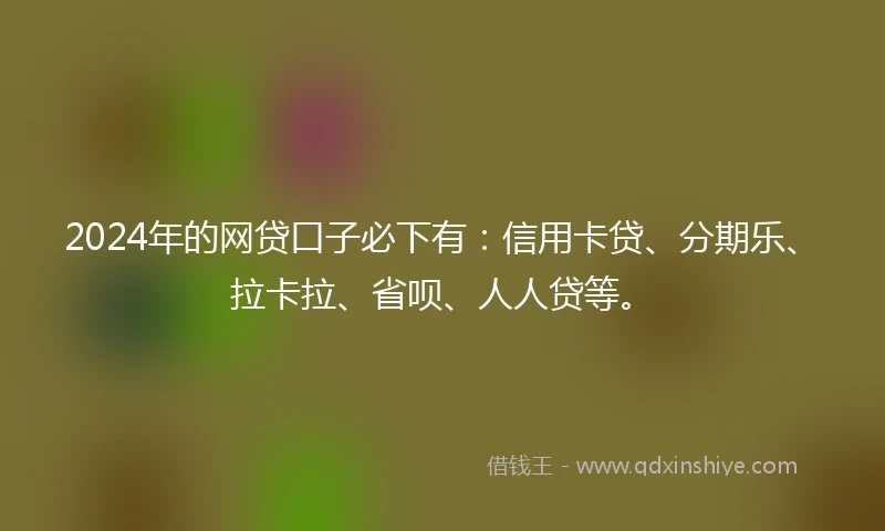 2024年的网贷口子必下有：信用卡贷、分期乐、拉卡拉、省呗、人人贷等。