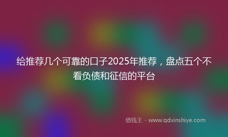 给推荐几个可靠的口子2025年推荐,盘点五个不看负债和征信的平台