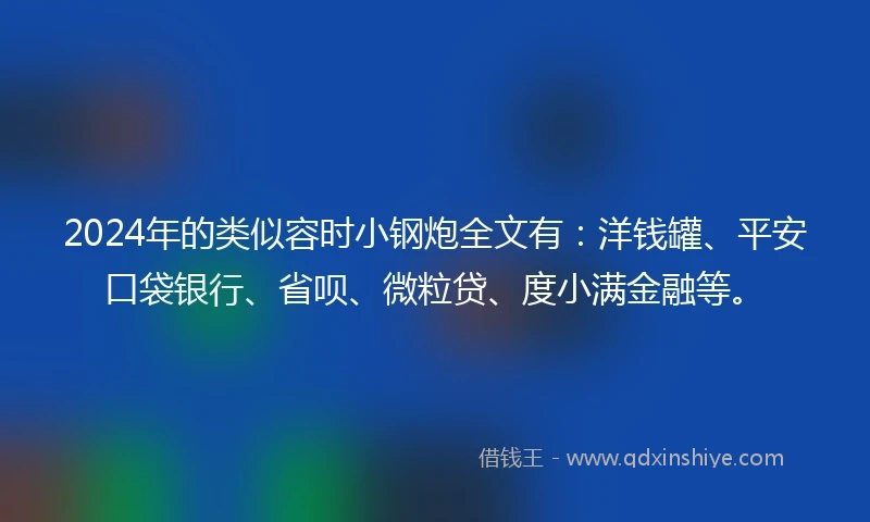 2024年的类似容时小钢炮全文有：洋钱罐、平安口袋银行、省呗、微粒贷、度小满金融等。