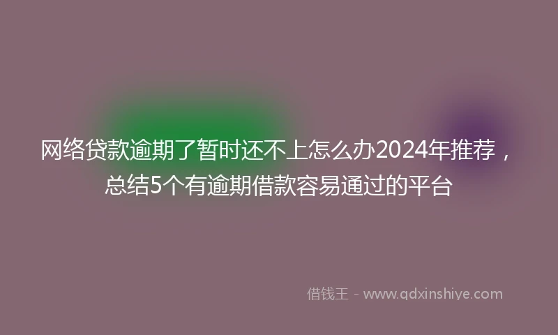 网络贷款逾期了暂时还不上怎么办2024年推荐,总结5个有逾期借款容易通过的平台