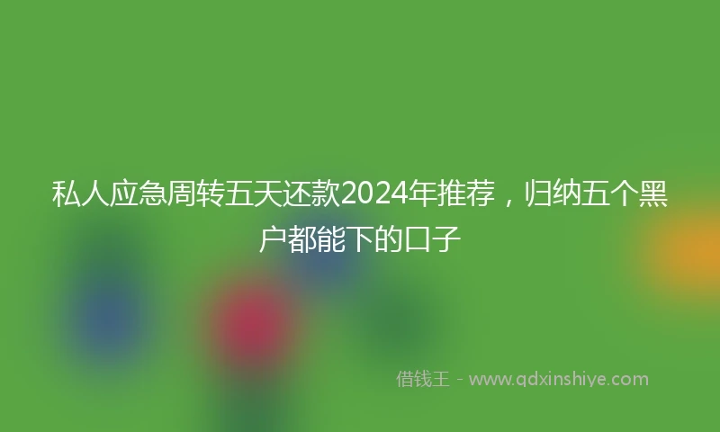 私人应急周转五天还款2024年推荐，归纳五个黑户都能下的口子