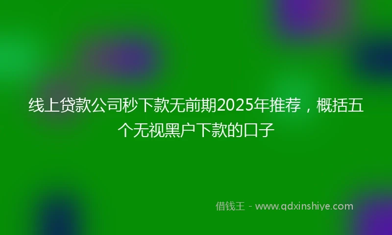 线上贷款公司秒下款无前期2025年推荐，概括五个无视黑户下款的口子