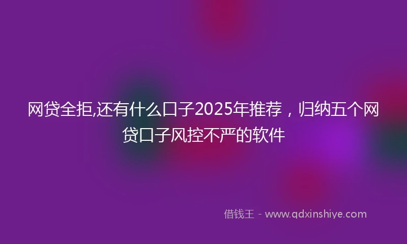 网贷全拒,还有什么口子2025年推荐,归纳五个网贷口子风控不严的软件