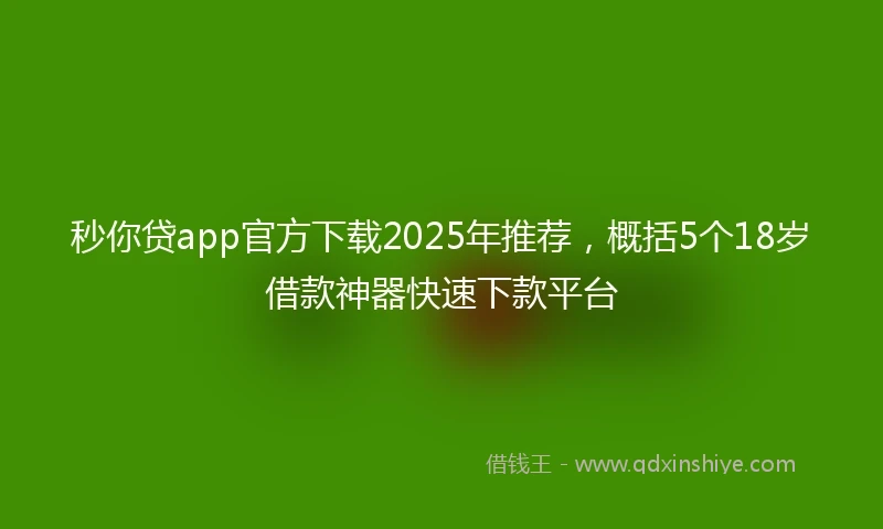 秒你贷app官方下载2025年推荐，概括5个18岁借款神器快速下款平台