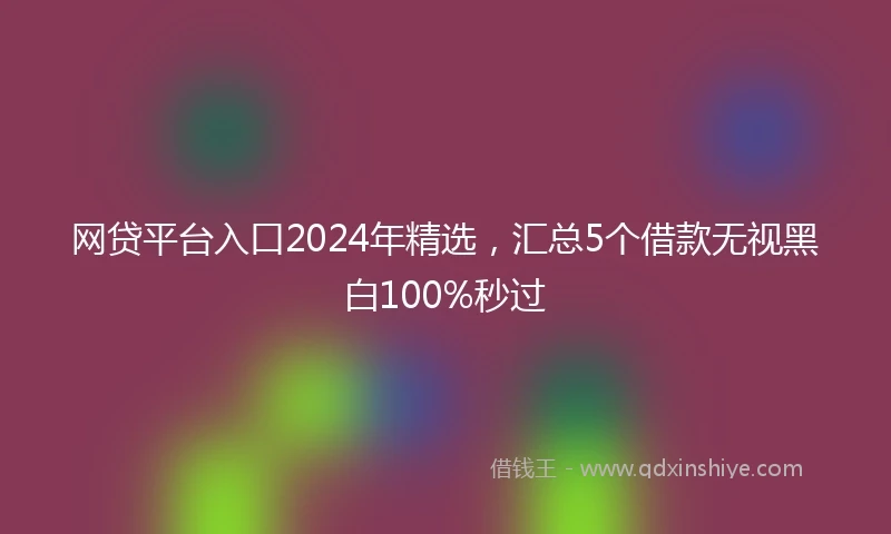 网贷平台入口2024年精选，汇总5个借款无视黑白100%秒过