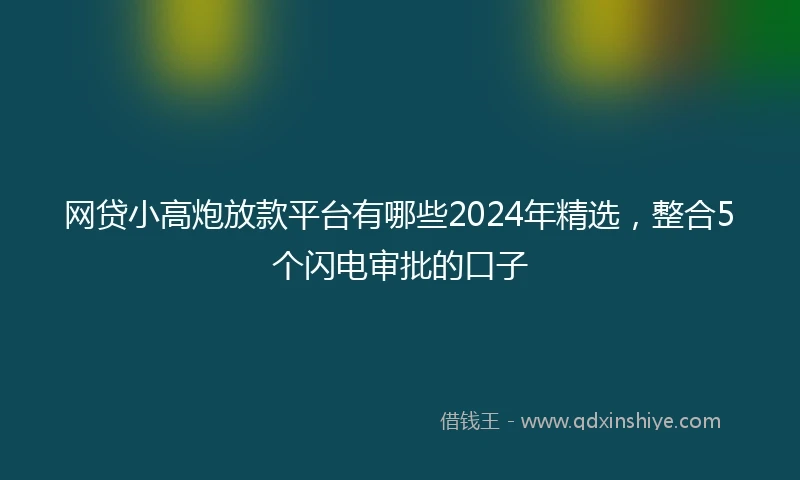 网贷小高炮放款平台有哪些2024年精选，整合5个闪电审批的口子