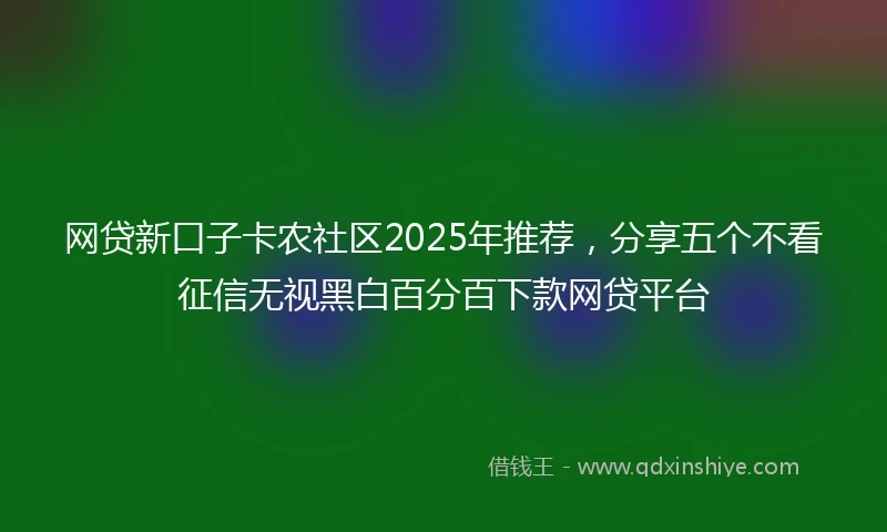 网贷新口子卡农社区2025年推荐，分享五个不看征信无视黑白百分百下款网贷平台