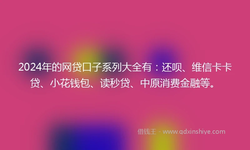 2024年的网贷口子系列大全有：还呗、维信卡卡贷、小花钱包、读秒贷、中原消费金融等。