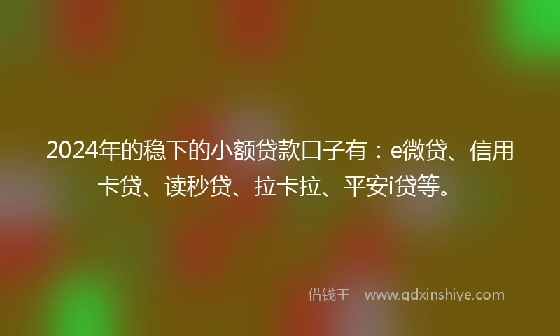 2024年的稳下的小额贷款口子有：e微贷、信用卡贷、读秒贷、拉卡拉、平安i贷等。