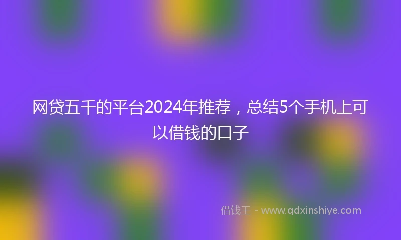 网贷五千的平台2024年推荐，总结5个手机上可以借钱的口子