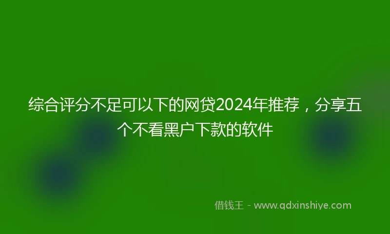 综合评分不足可以下的网贷2024年推荐，分享五个不看黑户下款的软件