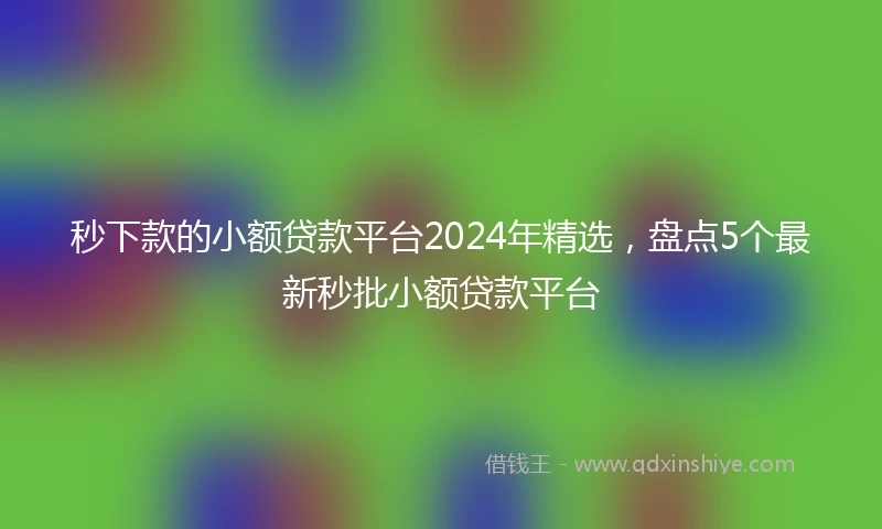 秒下款的小额贷款平台2024年精选，盘点5个最新秒批小额贷款平台