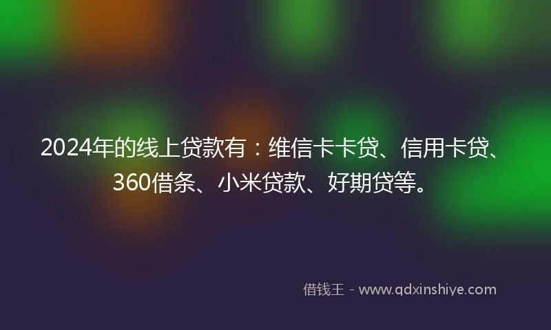 2024年的线上贷款有：维信卡卡贷、信用卡贷、360借条、小米贷款、好期贷等。