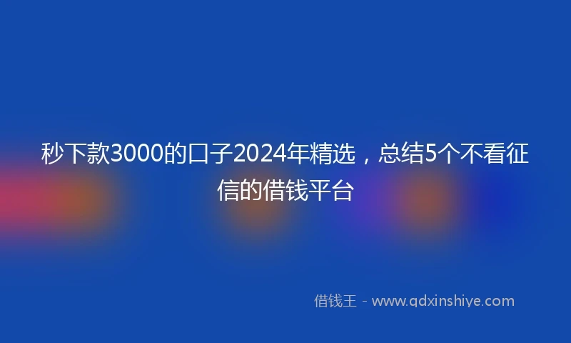 秒下款3000的口子2024年精选，总结5个不看征信的借钱平台
