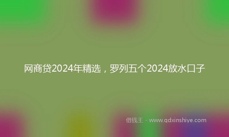 网商贷2024年精选，罗列五个2024放水口子