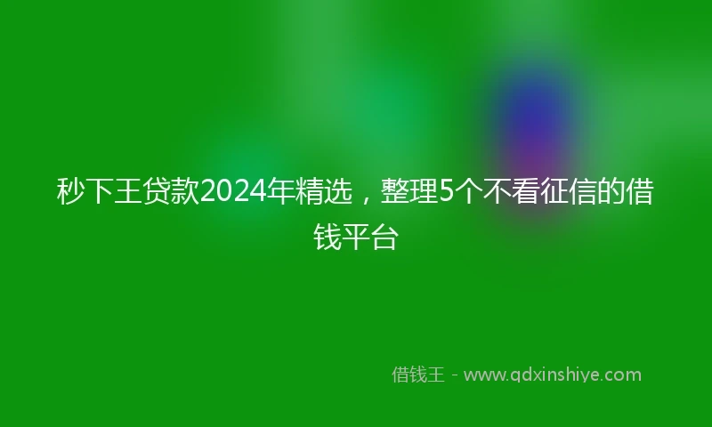 秒下王贷款2024年精选，整理5个不看征信的借钱平台
