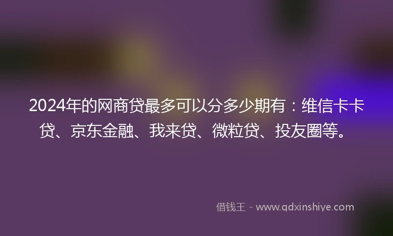 2024年的网商贷最多可以分多少期有：维信卡卡贷、京东金融、我来贷、微粒贷、投友圈等。